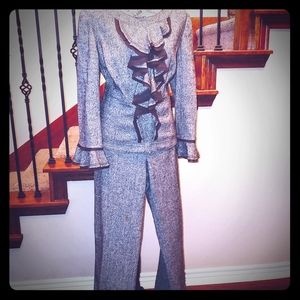 SOLD!!! PHILIPPE ADEC BROWN CREAM TWEED PANT SUIT